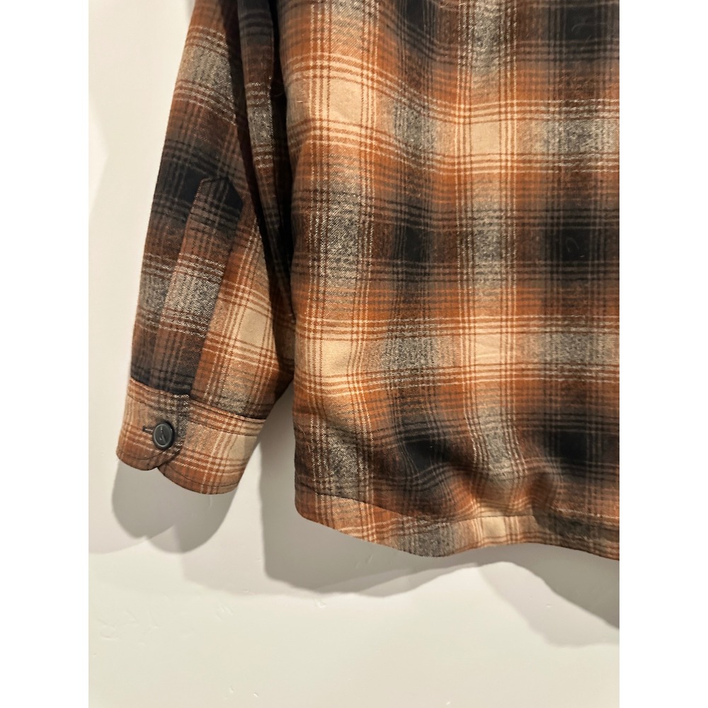 Pendleton Plaid Quilted CPO Shirt Jacket in Brown Ombre Size Large - Picture 9 of 12